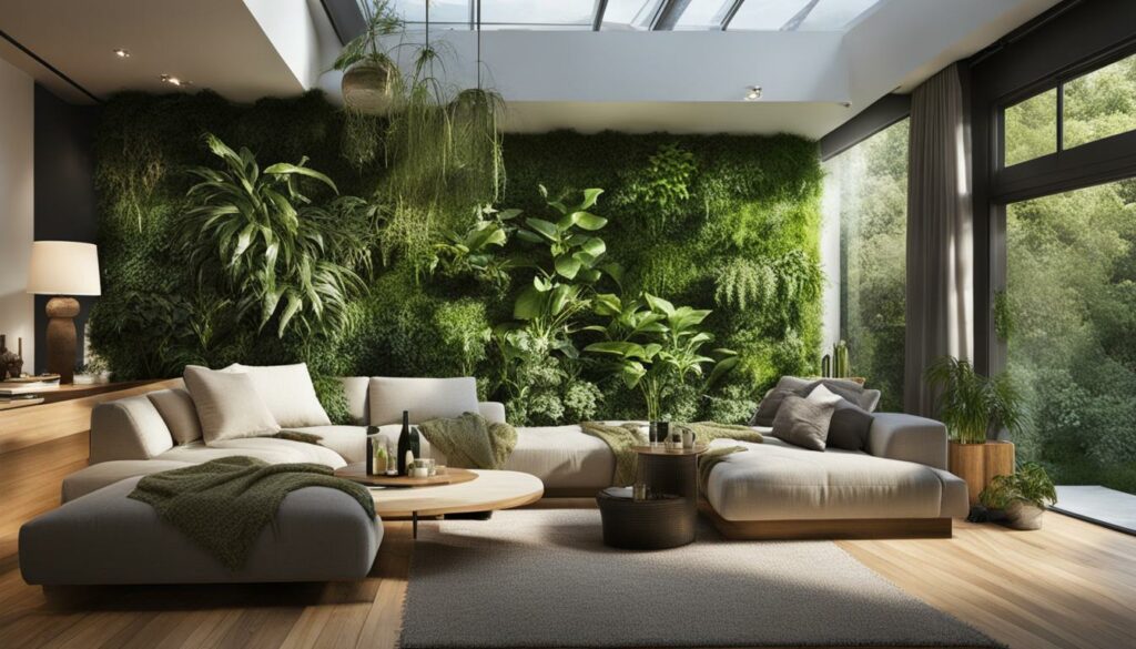 Eco-vriendelijke planten in een groene leefruimte